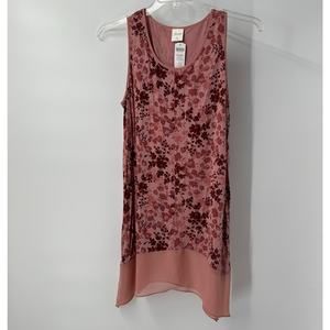 Soma Womens‎ Pullover Top Size M Mauve Floral Sheer Trim Loungewear Cozy